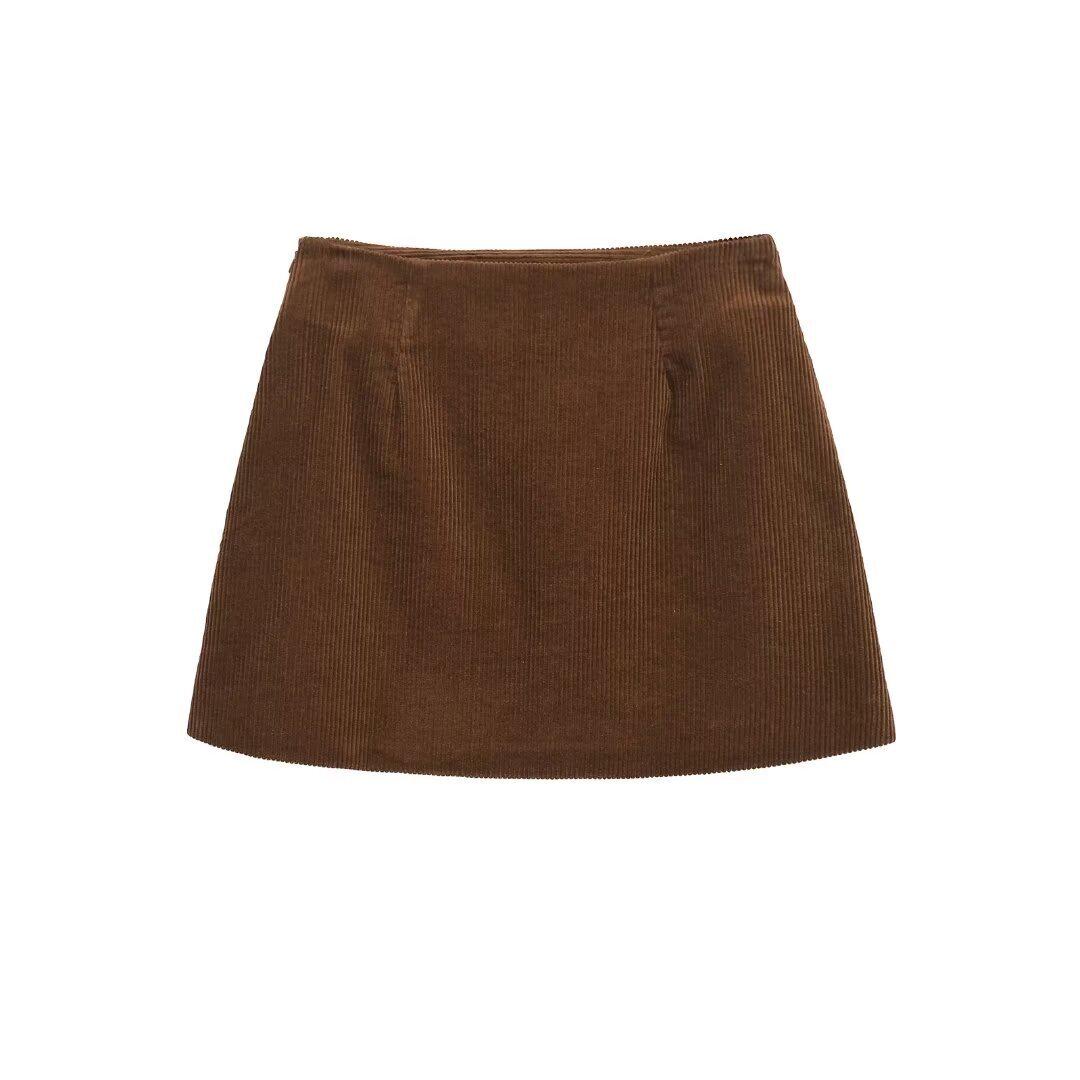 

Женская вельветовая юбка ZARZ - Классический европейский и американский стиль, Универсальный дизайн Large кофейный