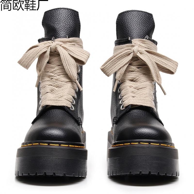 Erste Schicht dicker Boden Loch Lokomotive Stiefel Damen, Seitenreißverschluss Litschi Muster Kurzstiefel Leder Locker