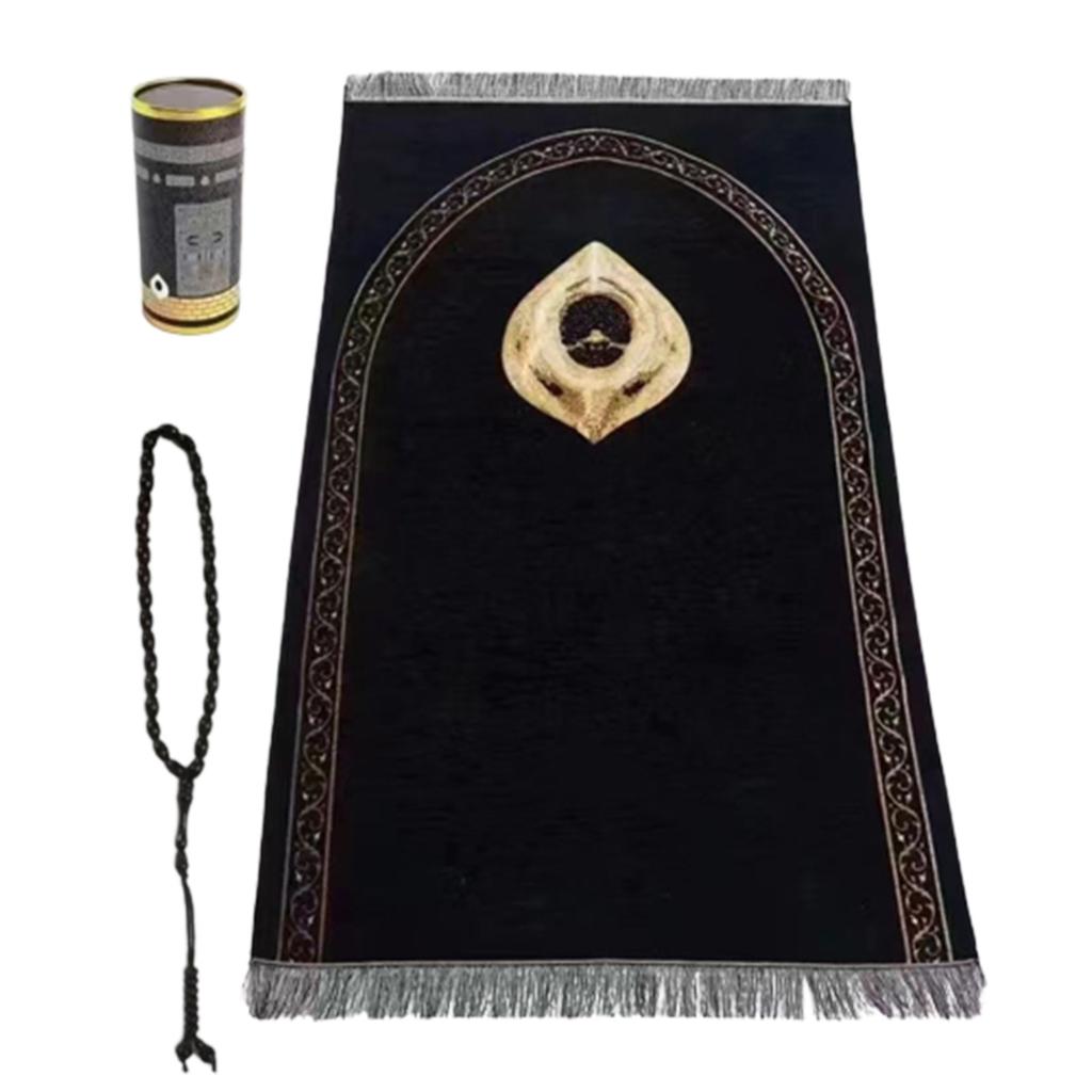 Worship Mat Portable Pocket Sized Prayer Mat Prayer Rug Lightweight Travel Blanket with Rosary Beads In Gift Box
