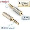 3.5mm Male to 2.5mm Female Headphone Audio Adapter Jack Stereo or Mono