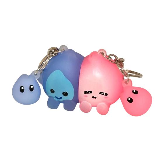 

2 шт. Брелок для пары в форме капли, розовый, голубой, с улыбкой, светящийся, силиконовый, с дизайном лица, вода, магнитный, для сумки Sets