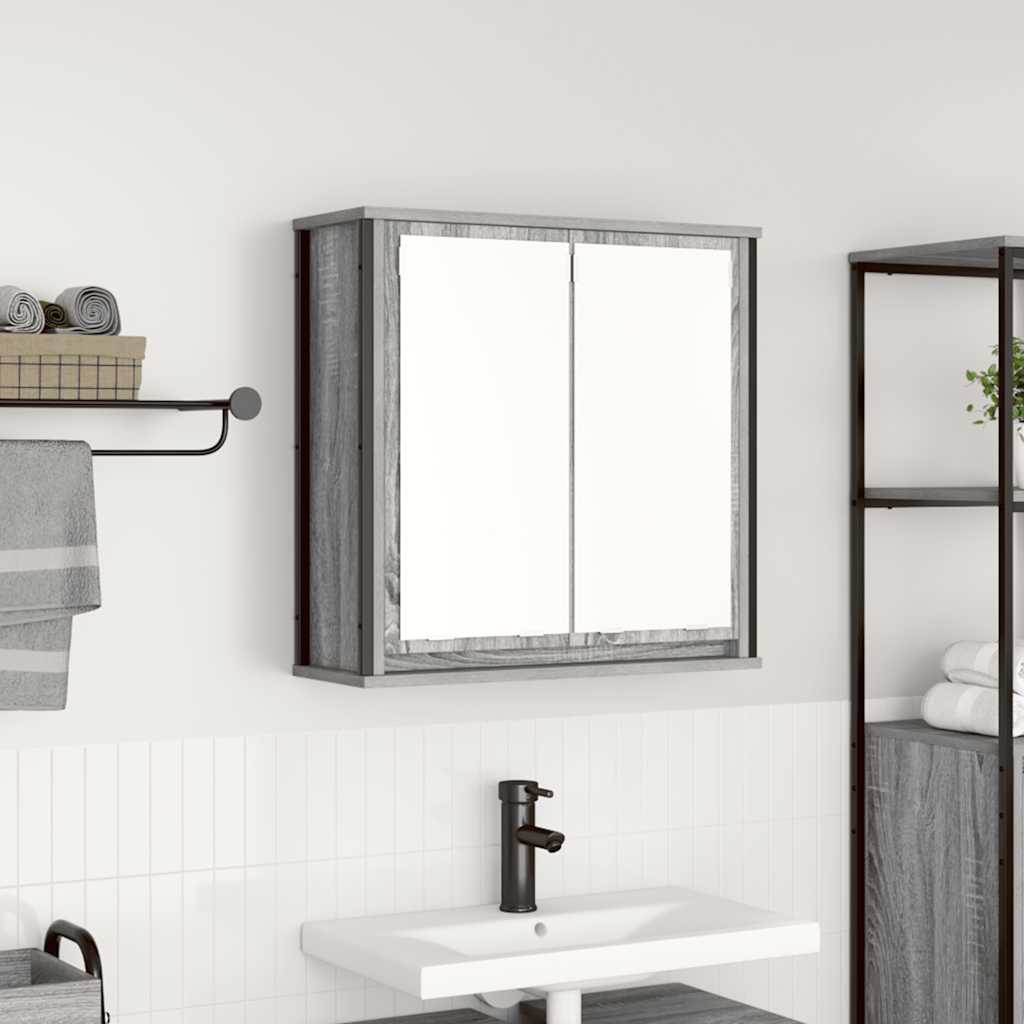 Bathroom Wall Cabinet with Mirror Grey Sonoma 60 x 21 x 60 cm