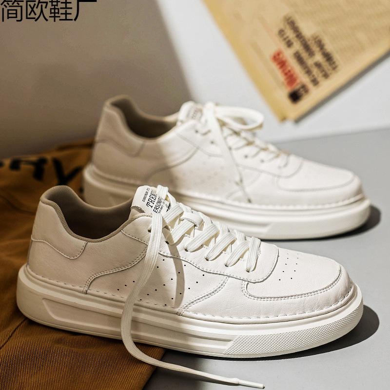 Men's shoes new spring versatile breathable leather shoes casual little white board shoes non-slip young and young