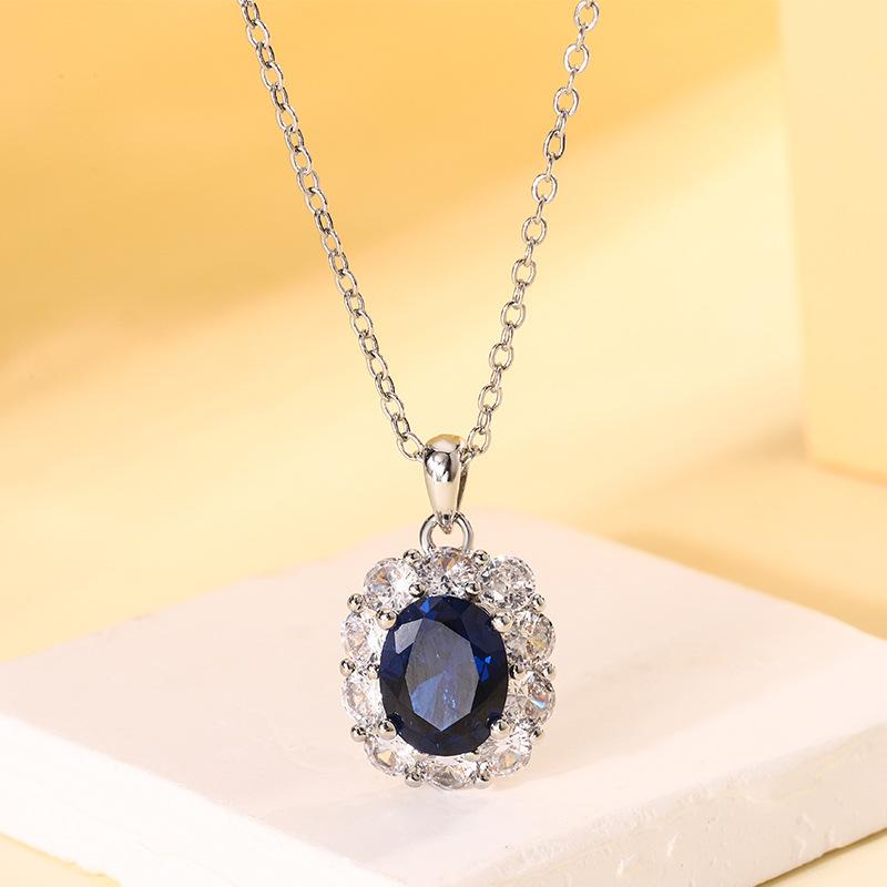 Jewelry Copper Bottom Gold-Plated Simulation Blue Spinel Retro Temperament Three Sets 8 * 10-6 * 8