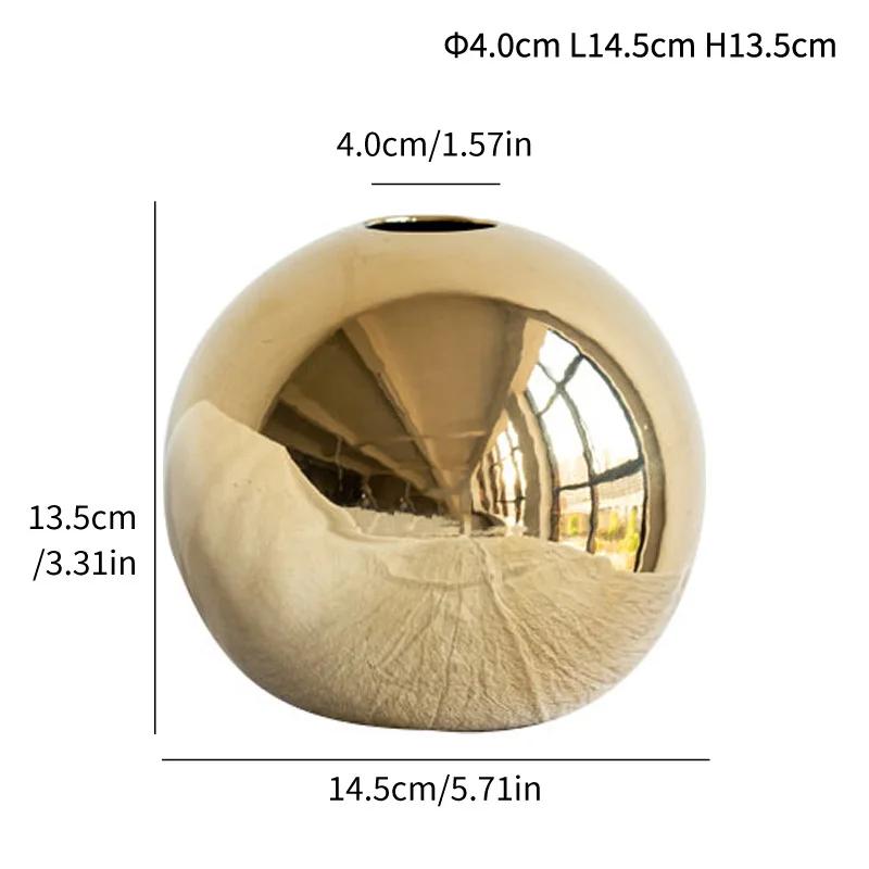 Home Decoration Plating Golden Ball Ceramic Vase Ornaments Crafts Flower Pot Art Hydroponic Vases Home Decoration Ornament Gift