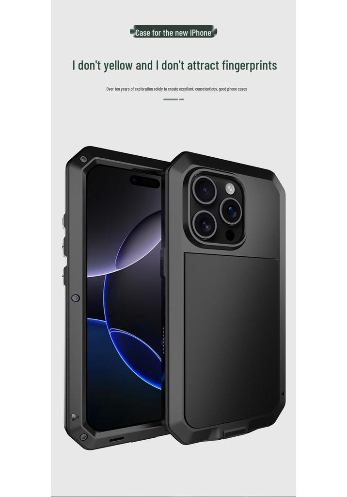 Apple 16 Three-Proof Metal Tank Phone Case for iPhone 15 Pro Max - Drop-Proof, Dust-Proof, Sealed Protection