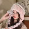 Cappello di Lana Carino con Orecchie d'Orso Giapponese per Donna in Autunno e Inverno Nuovo Caldo Cappello a Maglia che Mostra il Viso Protezione per Collo e Orecchie Cappello