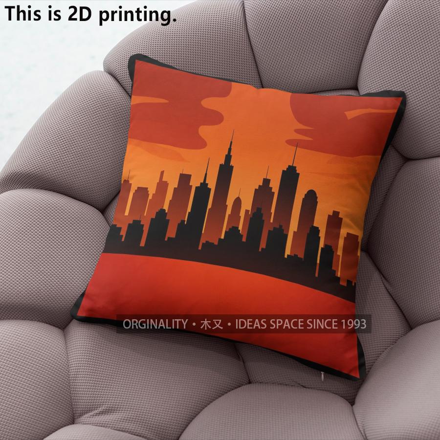 Sunset City Skyline Print Throw Pillow Covers Pattern Cushion Cover Suitable For Sofa Bedroom Car Pillow Cover