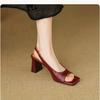 2025Summer New Sandals Chic Wine Red Leather Summer Shoes Formal Dress Slingback  Beige Sandalias Femininos Work Pumps
