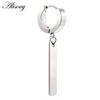 Alisouy 2PCS Stainless Steel Star Cross Snake Spike Skull Sword Blade Chain Feather Spider Dangle Women Men Huggie Hoop Earrings