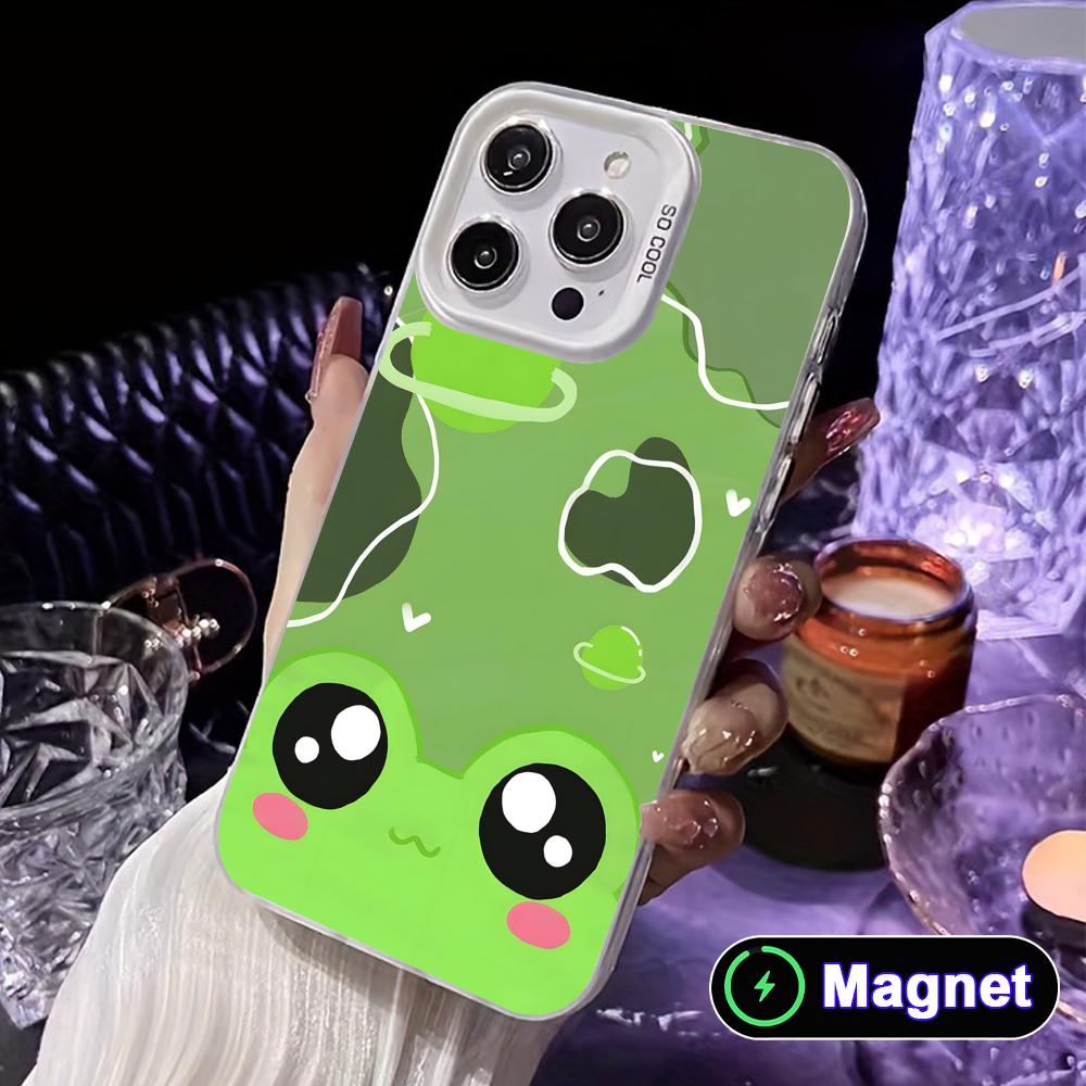 

Kawaii Frog Phone Case for iPhone 17 16 15 14 13 12 11 X XR XS Air Pro Max Plus Colorful Silver MagSafe Cover iPhone17