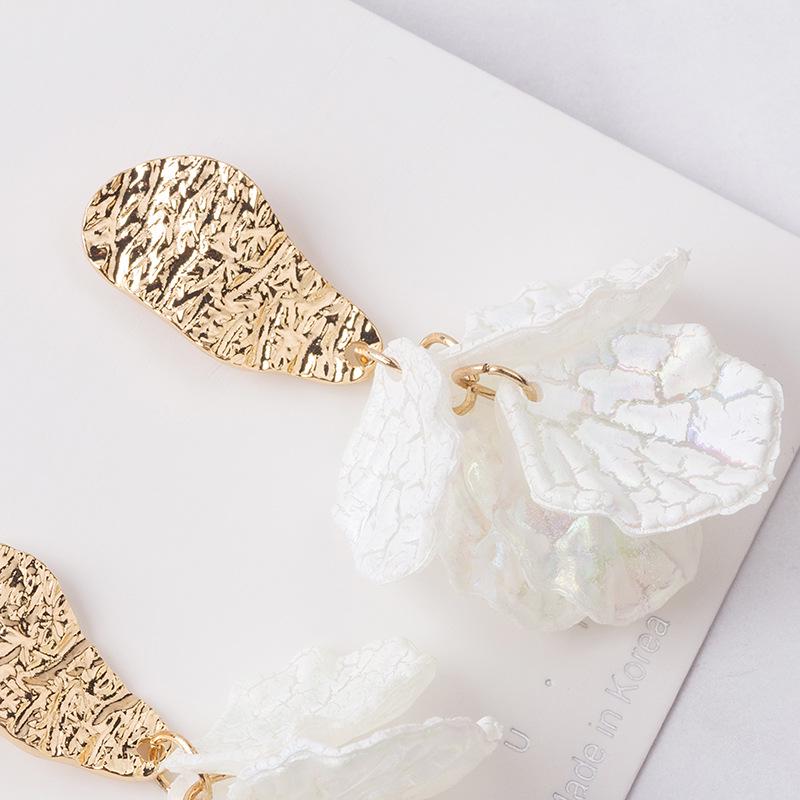 925 Dongdaemun Colorful Pearlescent Crack Shell Flower Earrings, Fairy Design Fresh Earrings