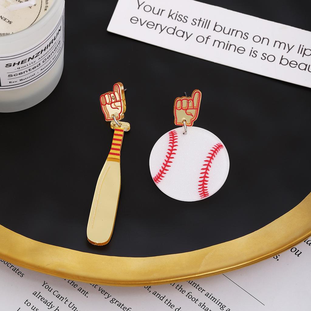 Baseball Clothes Acrylic Earrings, Light Luxury High-End Style Fashion Temperament Sports Festival Earrings