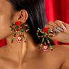 Colored Beaded Bow Hairball Earrings Creative Santa Pendant Christmas Earrings