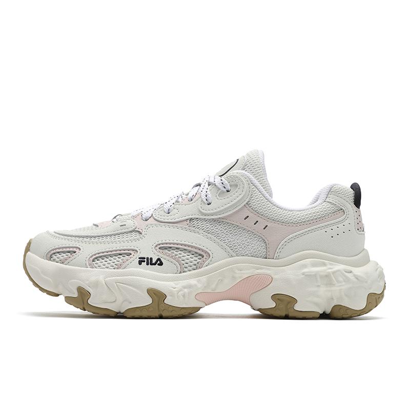 New FILA TORNADO Hurricane Shoes Breathable, Lightweight, Slip Resistant Low Top Casual Shoes Women's White Silver Pink F12W532154FBD