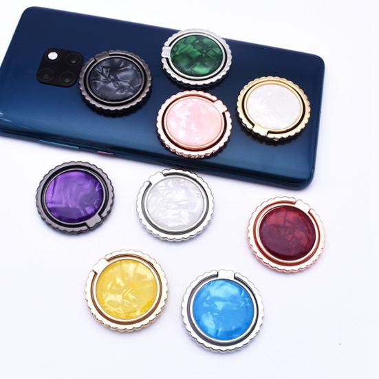 Finger Ring Holder 360 Degree Rotation Colorful Round Shell Pattern Phone Grip Finger
