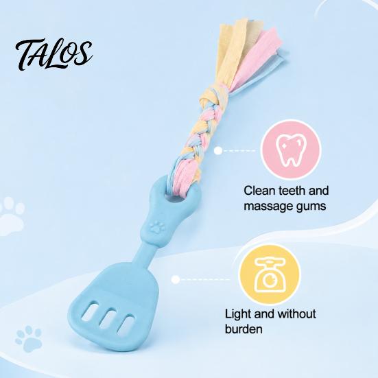 Natural Bite Resistant Pet Toys Spatula Shaped Dog Chew Toy with Braided Fabric Rope, Interactive Puppy Teething Indestructible Tug Toy, Molar