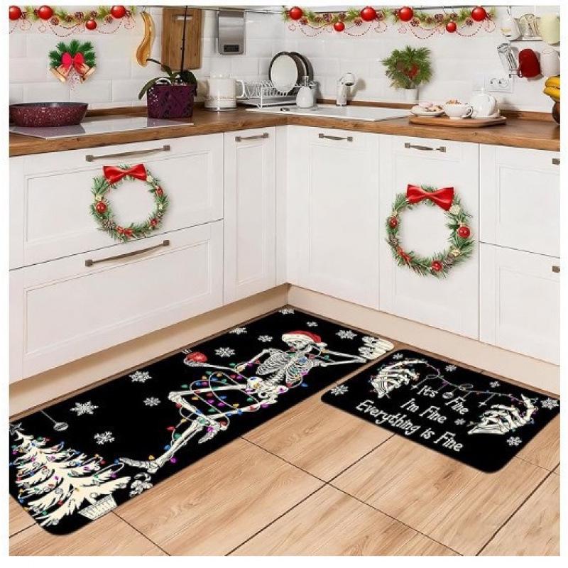 Christmas Festival Crystal Velvet Hallway & Kitchen Absorbent Floor Mat