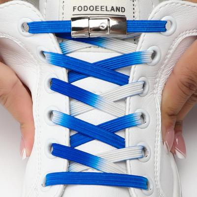 Press Lock Schnürsenkel ohne Bänder Farbverlauf flache elastische Schnürsenkel Sneakers Kinder Erwachsene 8 mm Breite ohne Binden Schnürsenkel Schuhe Zubehör Nr. 8