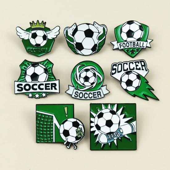 Enamel Brooch Zinc Alloy Texture Football Shape Lapel Pin Jackets Hats Sweatshirts School Bags Metal Fan Accessory