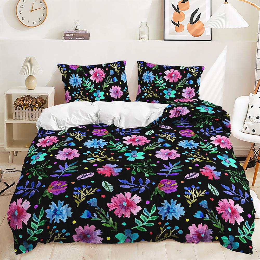 Bed Three-Piece Plant Floral Kit Pastoral Quilt Cover Two-Piece Bedroom
