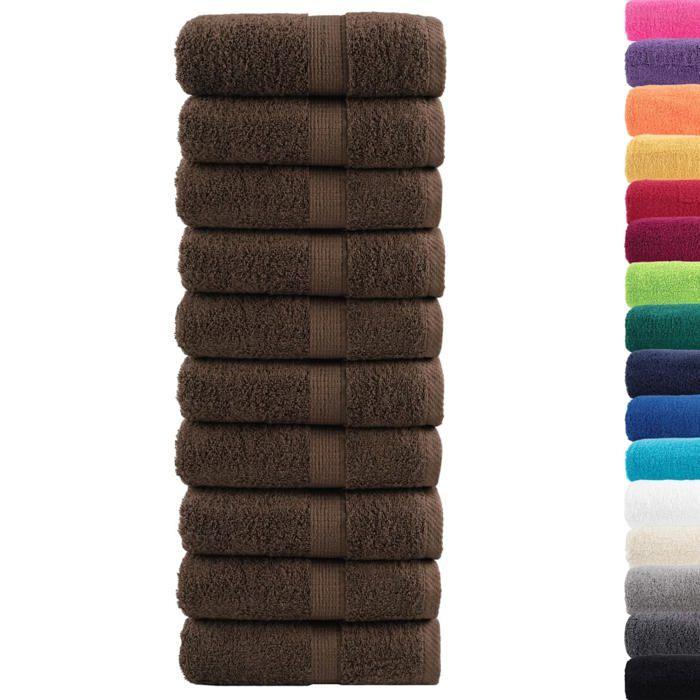 VidaXL Serviettes de toilette premium SOLUND 10 pièces Marron 30 x 30 cm 600 g/m² 137229