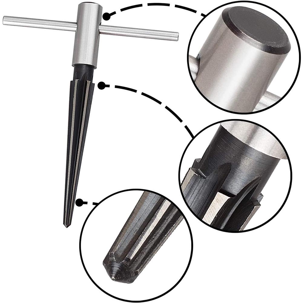 Hand Taper Reamer 1/8-1/2 (3-13mm) 5-16 Taper Reamer Chamfer Opening Countersunk Head Cutting Tool Hexagonal Shank Tool