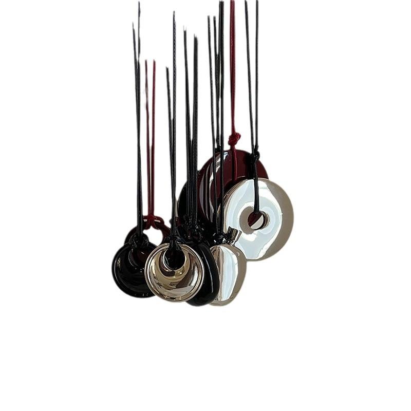 Niche Safety Buckle Water Bottle Black Leather Rope Long Necklace Female Simple Personality Fashion Versatile Neck Chain Sweater Chain