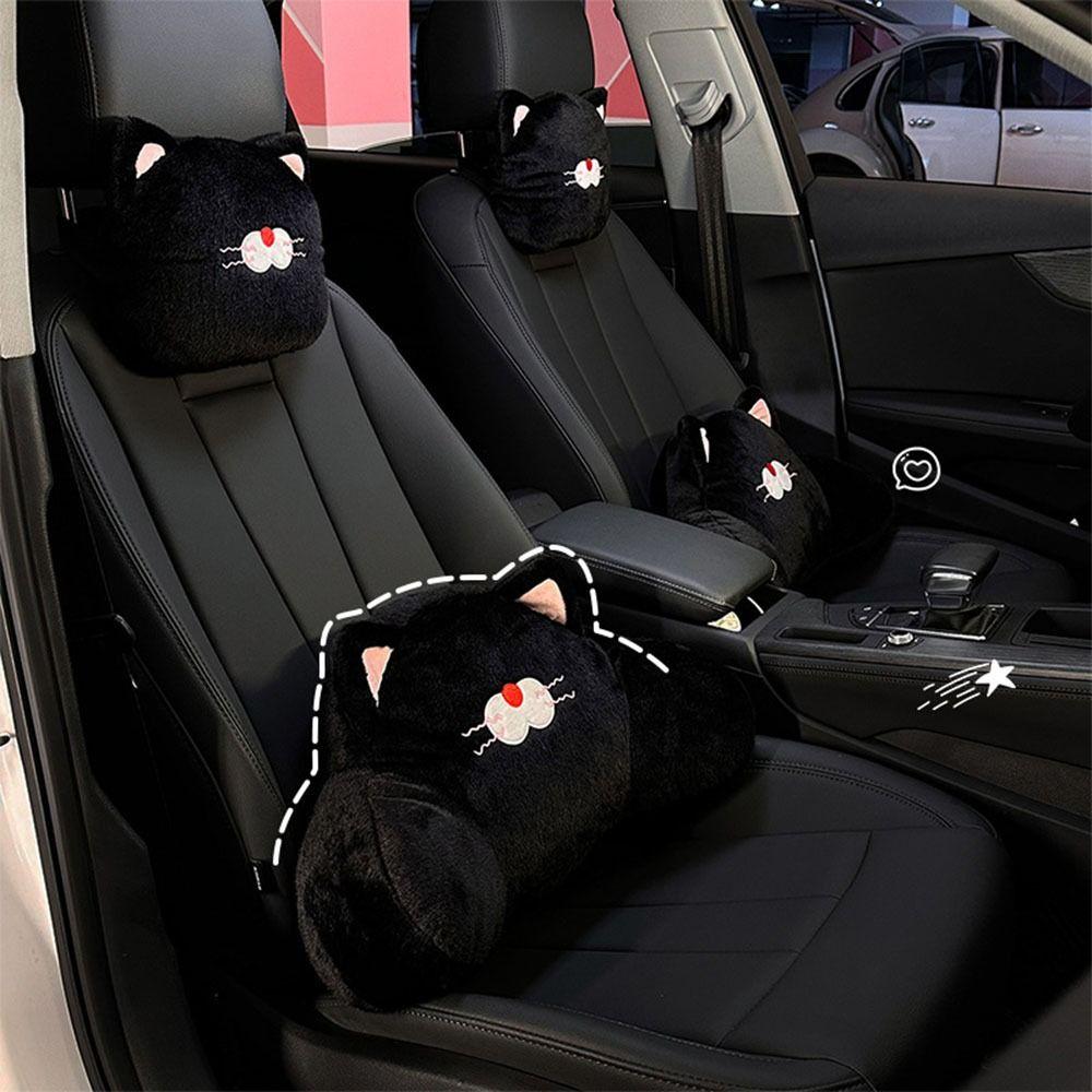 Comfortable Car Seat Decoration Black Plush Seat Cushion Cat Car Headrest Seat Cushion Front