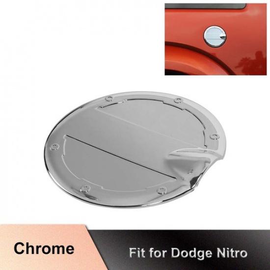 CHROME Door Fuel Tank Gas Cap COVER Sticker For Dodge Nitro Jeep Liberty 07-12