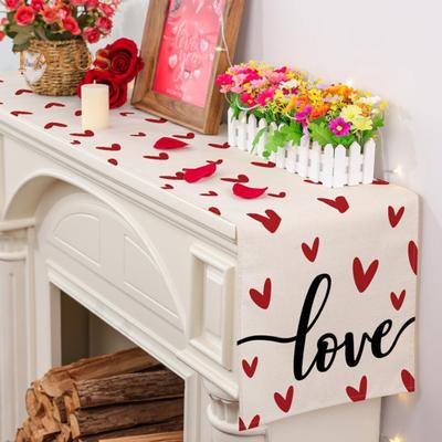 Party Table Runner Heart Print Thickened Heat-Resistant 2 Sizes Easy Care Non-Slip Valentines Day Hotel Restaurant Weddings Banquets Table Decoration