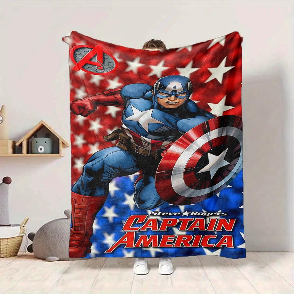 1 stuks Captain America Deken Lichtgewicht Flanellen Plaid Voor Bank, Bed, Reizen, Kamperen, Woonkamer, Kantoor, Bank, Stoel, En Bed