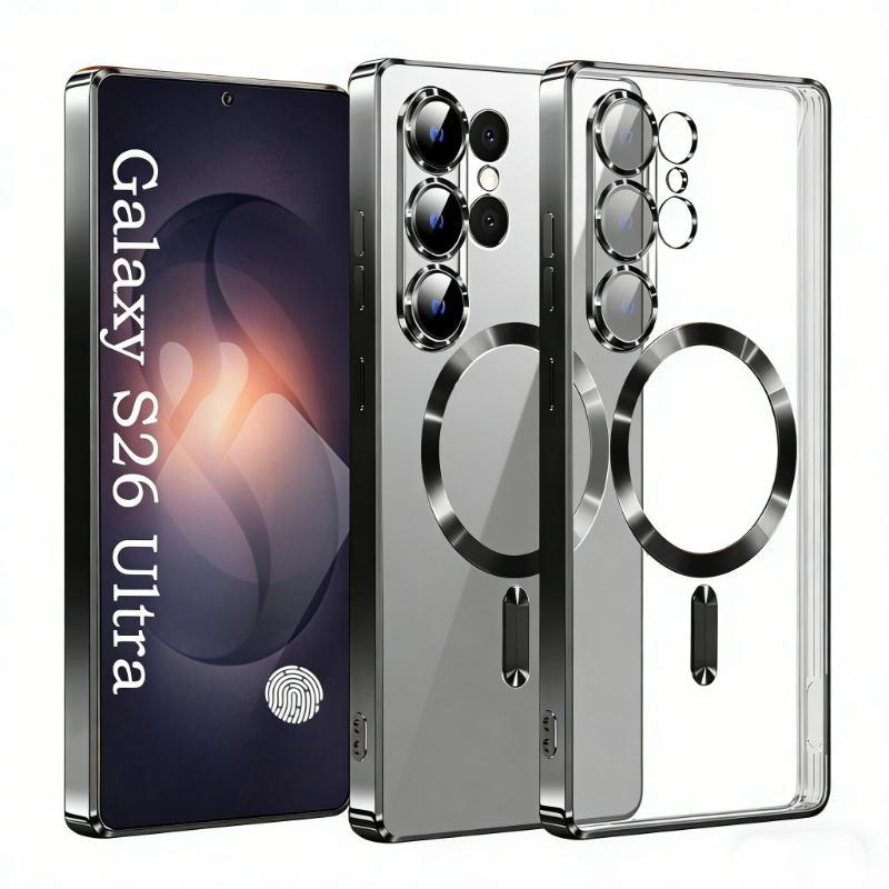 Luxury Transparent Plating Magnetic Wireless Charge Case for Samsung Galaxy S26 S25 S24 S23 S22 S21 Ultra Plus FE 20 Cover
