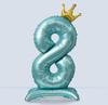 Large Number One Foil Balloon with Inflatable Base and Crown Decoration Suitable for Birthday Party Celebration Event Decoration Indoor Outdoor Use
