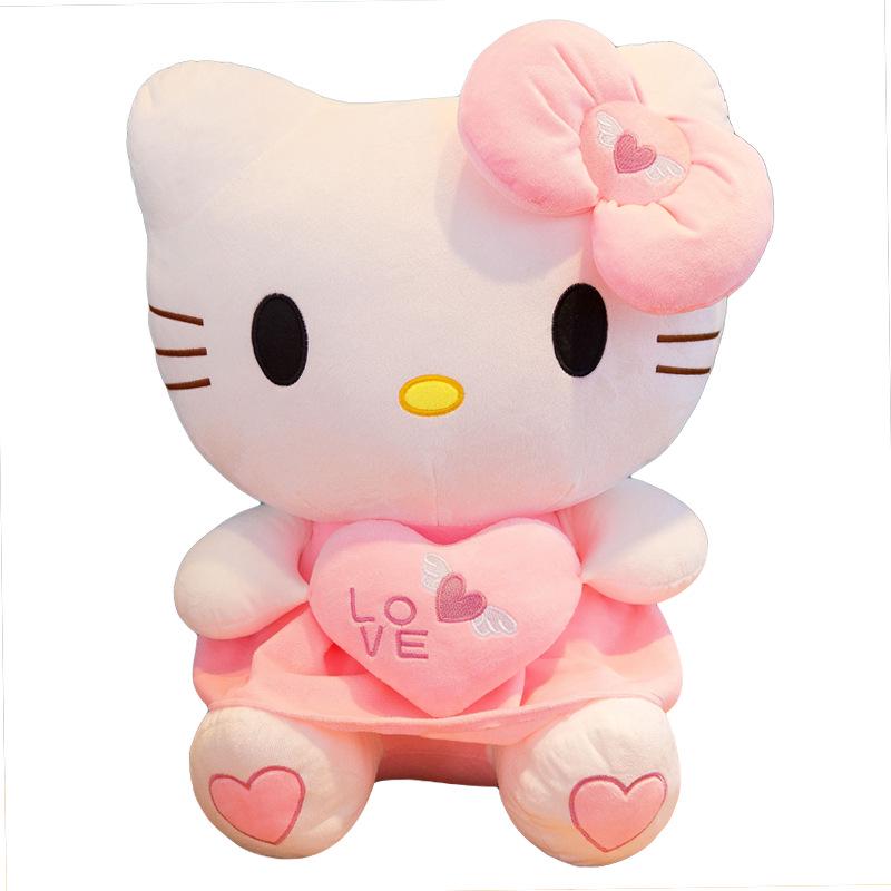 Angel Cat Plush Toy - Heart-Holding Cat Girl Doll, Children's Pillow, Perfect Gift or Claw Machine Prize