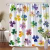 Four-Leaf Clover Curtain - Digital Watercolor, Green/Yellow/Red/Blue, Polyester,  12 Hooks, Machine Washable, Festive Decor