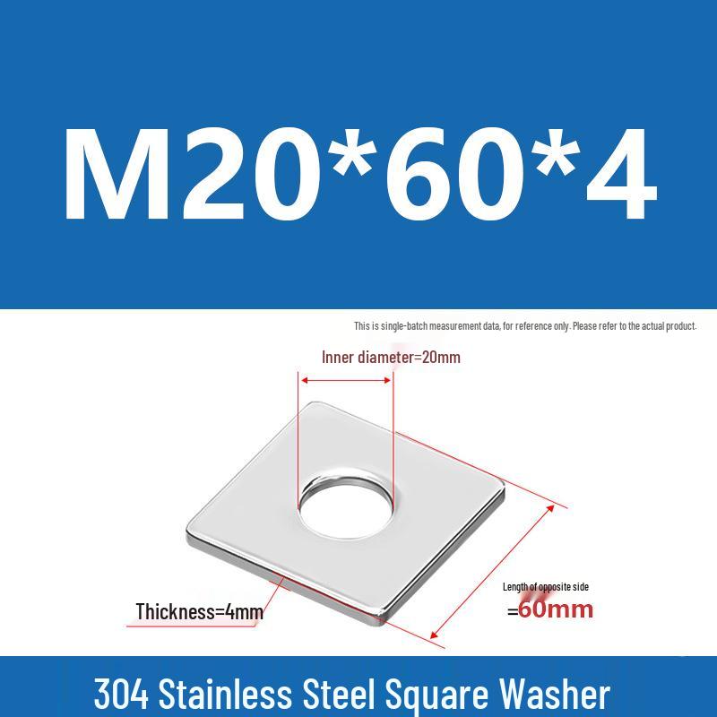 304 Stainless Steel Thickened Square Washer for Curtain Wall (M4-M16)