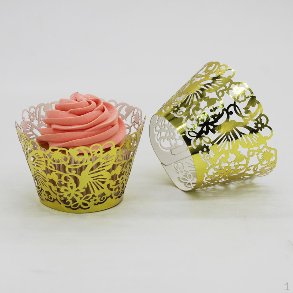 

50xCake Butterfly Pearly 3D Muffin Wrapper-Gold
