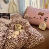 2026 Washable Leopard Print Chenille Kitten Bedding Set - Leopard Theme