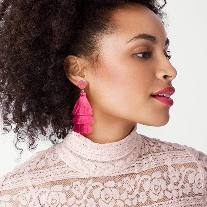 Bohemian Tassel Earrings Colorful Layered Dangle Drop Jewelry Gift for Women Christmas Birthday Party