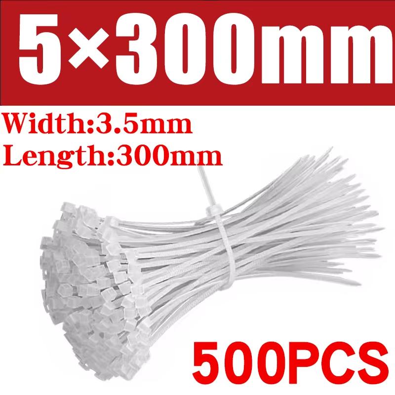 500/1000 Teile/beutel Selbstsichernder Nylon-Kabelbinder aus Kunststoff, weiße Reißverschluss-Wraps, Nylon-Kabelbinder-Set, Befestigungsring, Schlaufe, Drahtwicklung