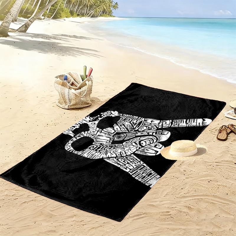 Rock hand sign Hippie music 2D Flat Print Beach Towel, Large Soft Quick Dry Towel for Beach Camping SwimmingZSTJ0915424