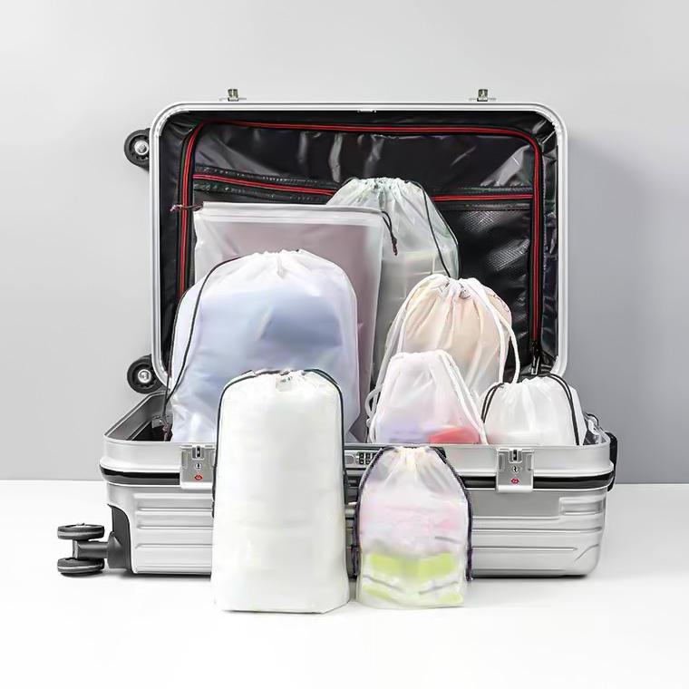 Lot de 5 organiseurs transparents givrés avec cordon de serrage