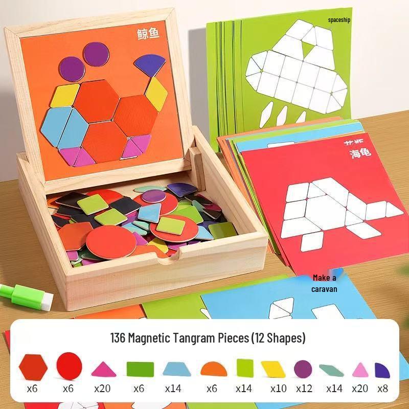 Magnetic Tangram Puzzle Blocks for Kids (Ages 0-6) - Educational Toy for Boys and Girls