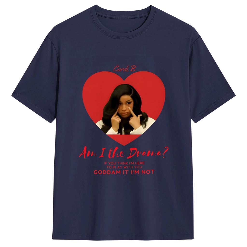 Cardi B Vintage TShirt Summer Leisure TShirts Unisexs Pure Cotton Breathable Top Tees ShortSleeve Street Style Tops