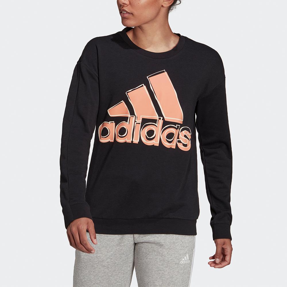 adidas Big Logo Print Sweatshirt Women Tops Black HB5105