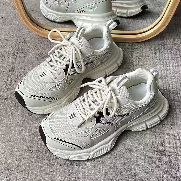 Women's Shoes Autumn New Ins Fashionable Platform Silver Dad Shoes Women's Summer Lightweight Sneaker Casual Running Shoes