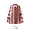 Kaslead New Arrival Women's Fashion Style Stylish Simple and Versatile Stripes Waist-Tight Commute Style Shirt Tops