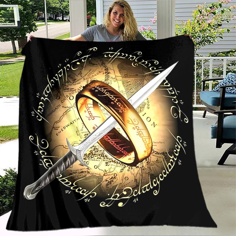 1pc Blanket The Lord of the Rings3 Print Design, Lightweight Blanket for Sofa, Bed- Soft &Warm, Gift for All Seasons like Christmas, Halloween