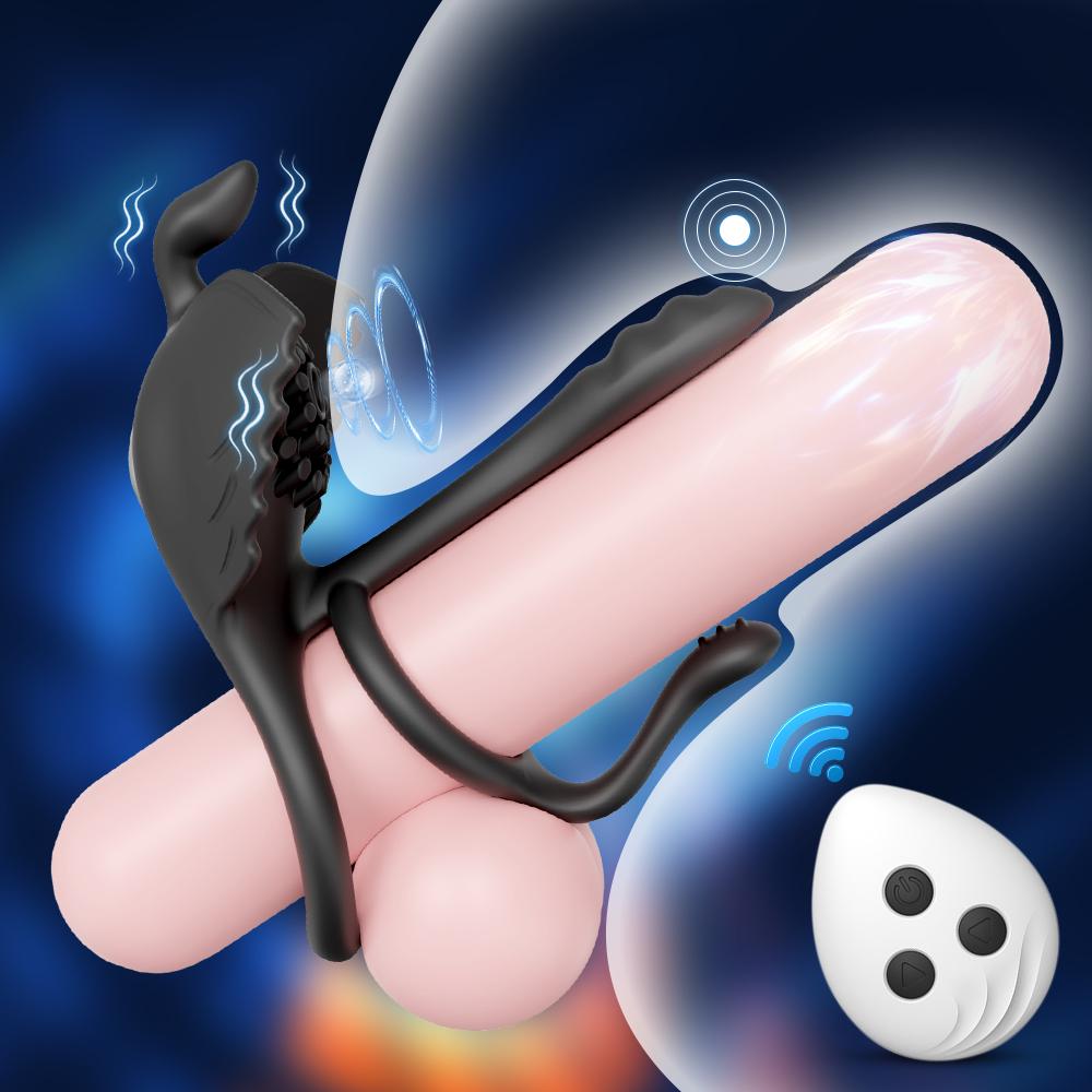 4 in1 Penis Cock Ring Vibrator for Men Penis Sleeve Orgasm Adult Sex Toy Delay Ejaculation G Spot Clitoris Stimulator for Couple